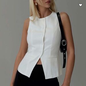 Princess Polly White Sleeveless Button-Up Top
